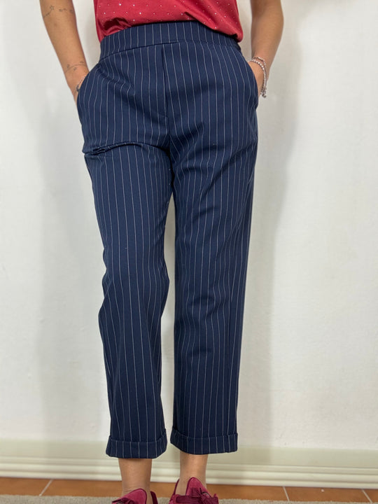 Pantalone cargo gessato