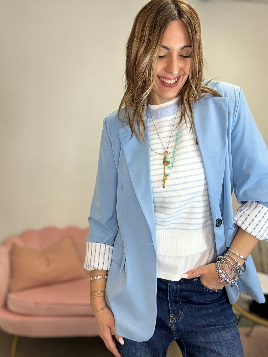 La giacca foderata a righe