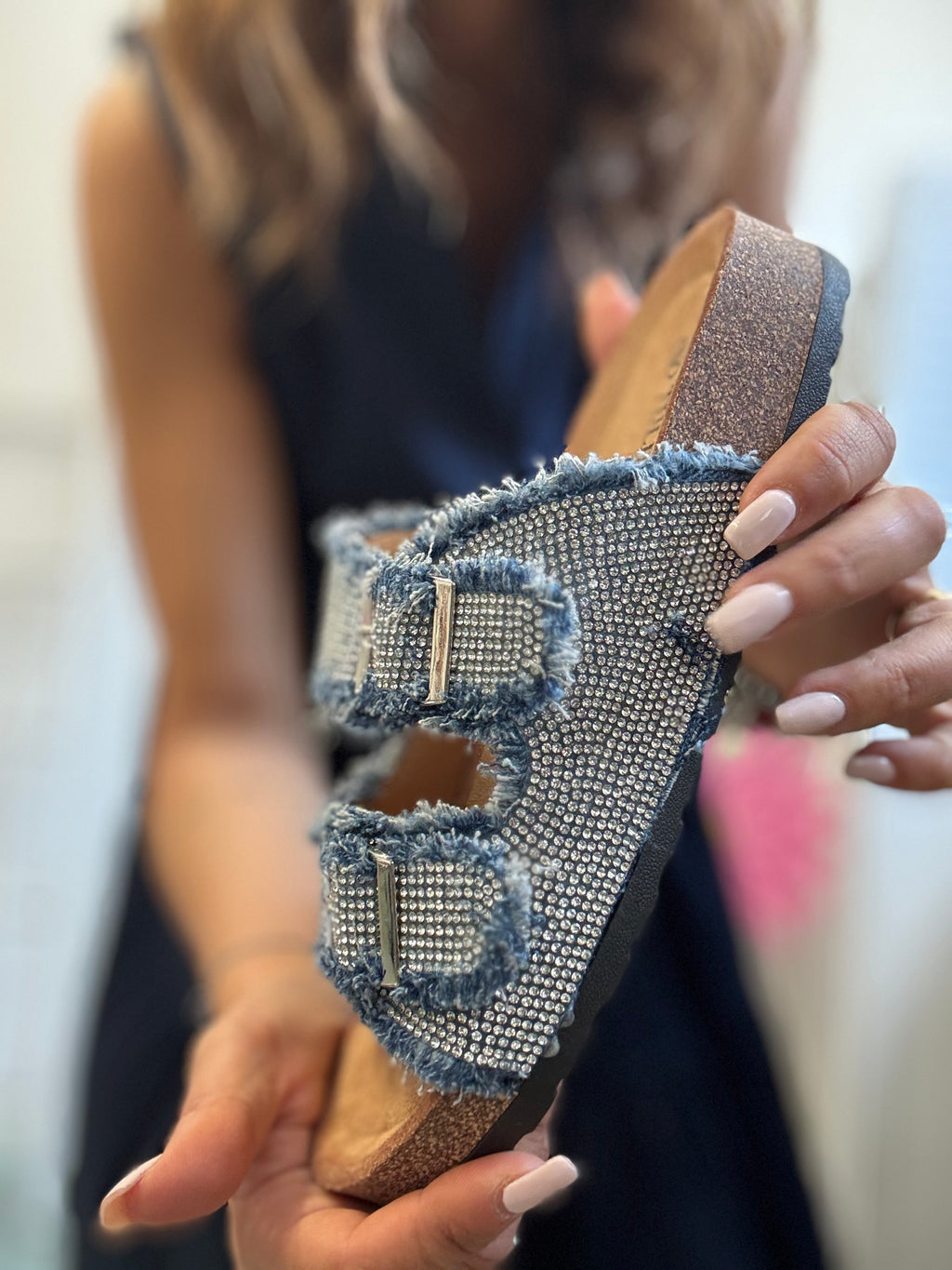 Ciabatta stile Birkenstock denim