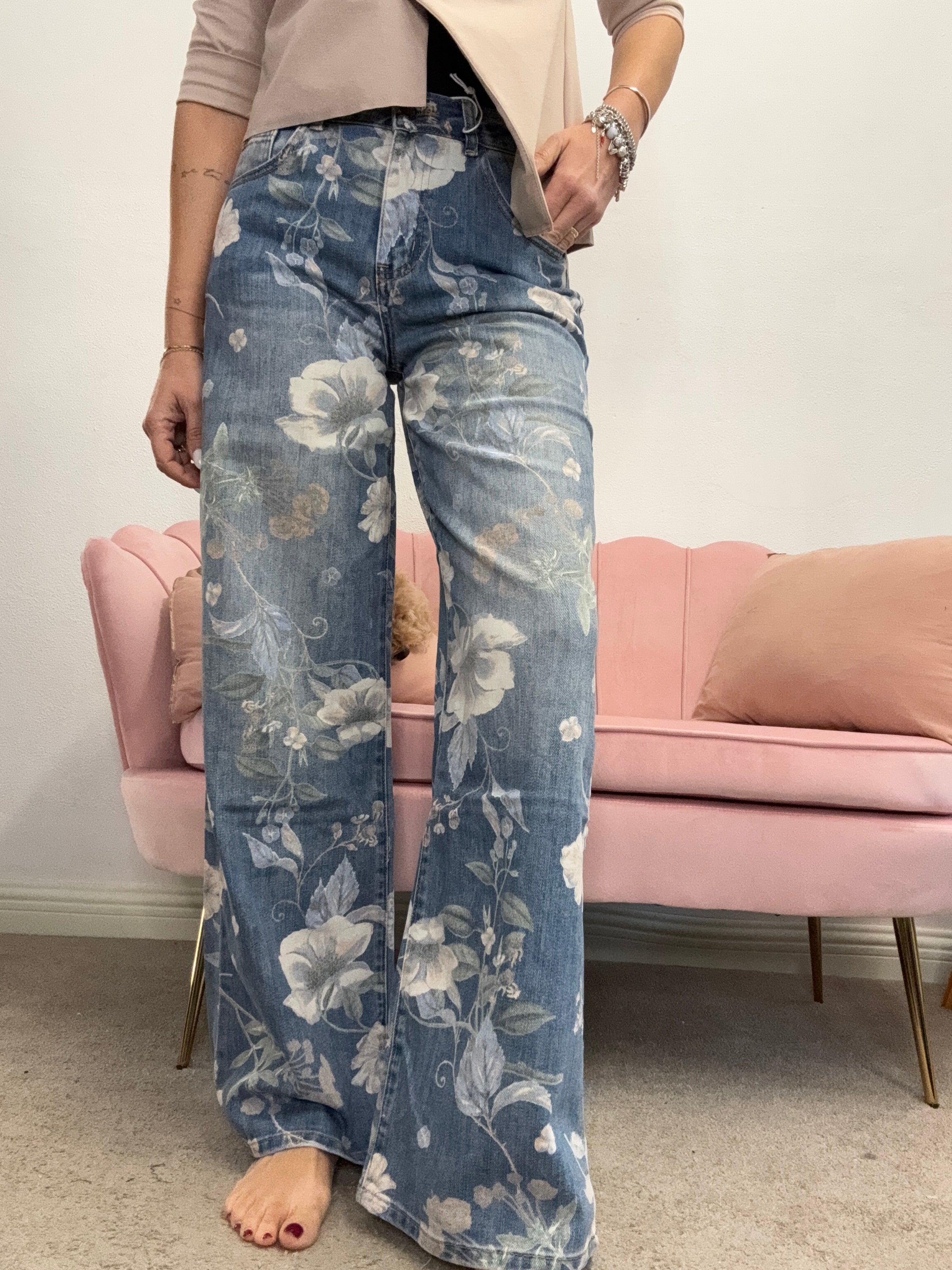 Il jeans Flower pastello