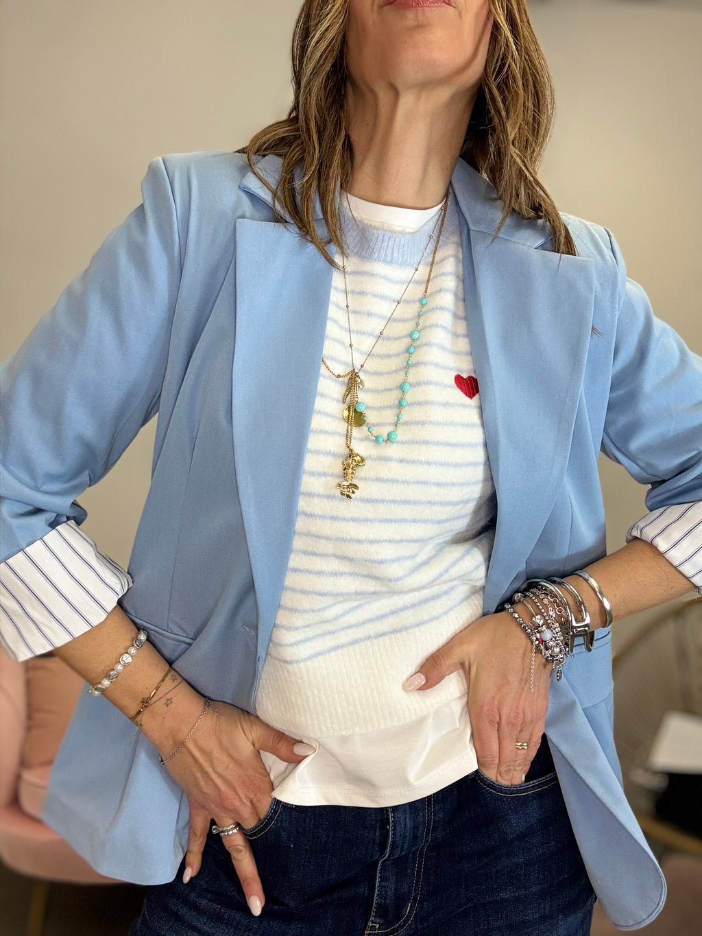 La giacca foderata a righe