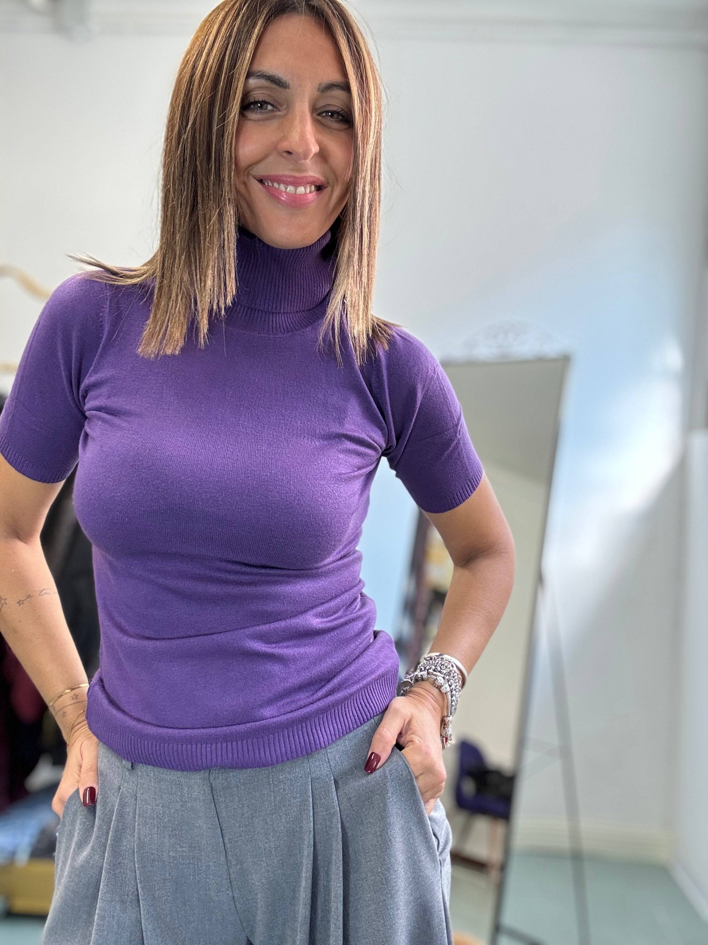 Dolcevita basico manica corta in tanti colori