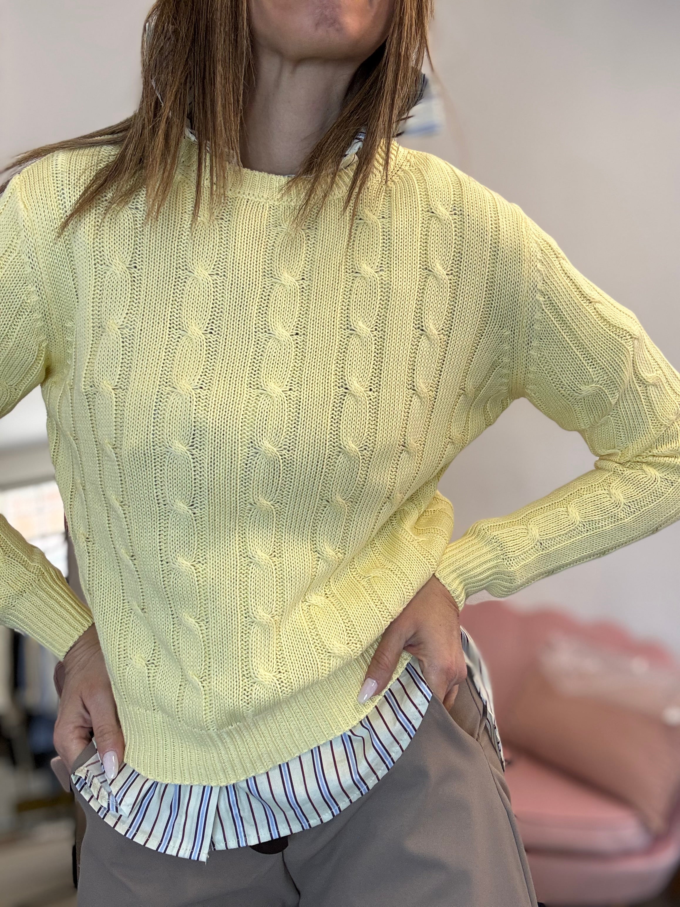 Pull in cotone con le trecce