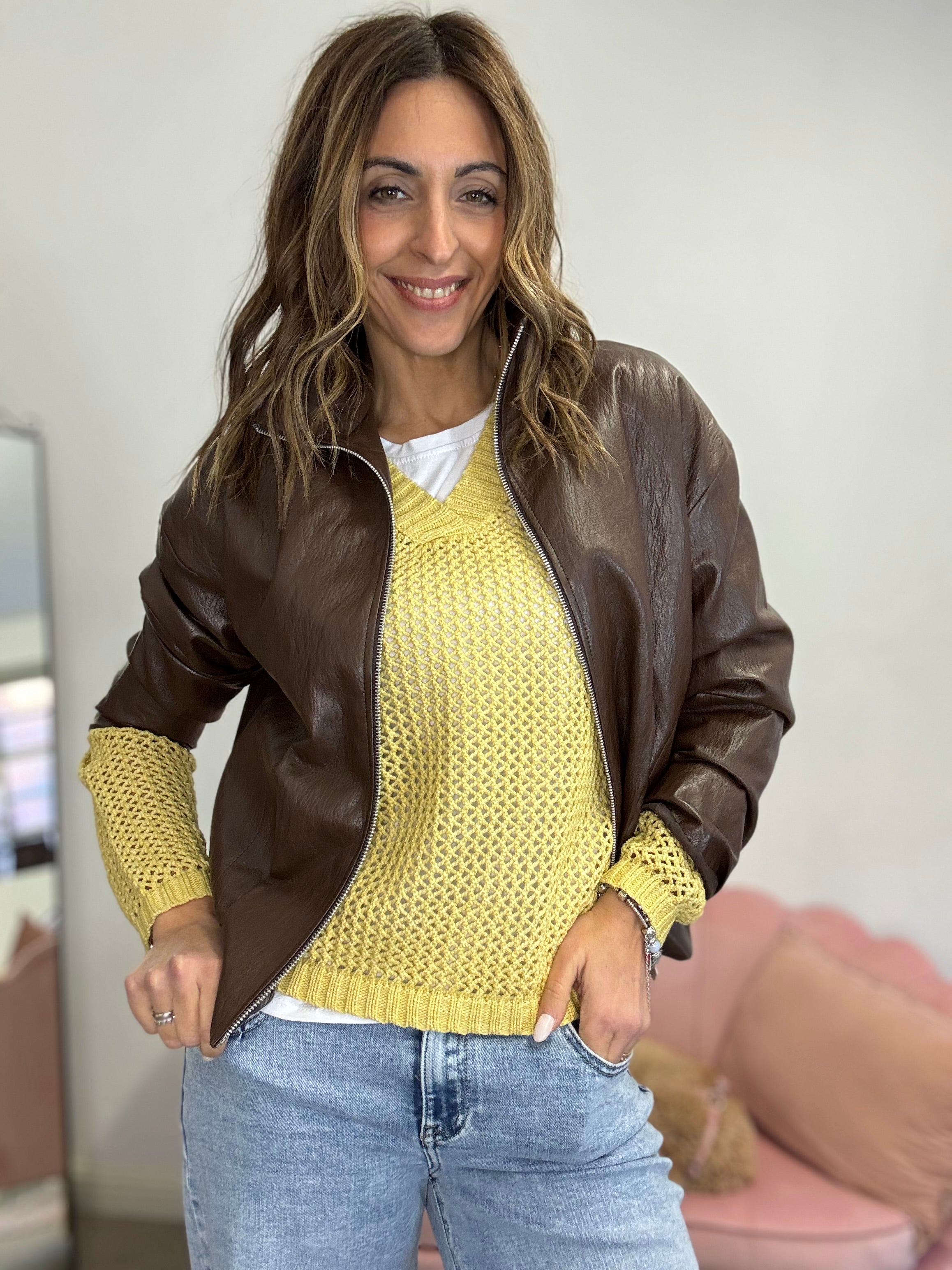 La giacca in ecopelle