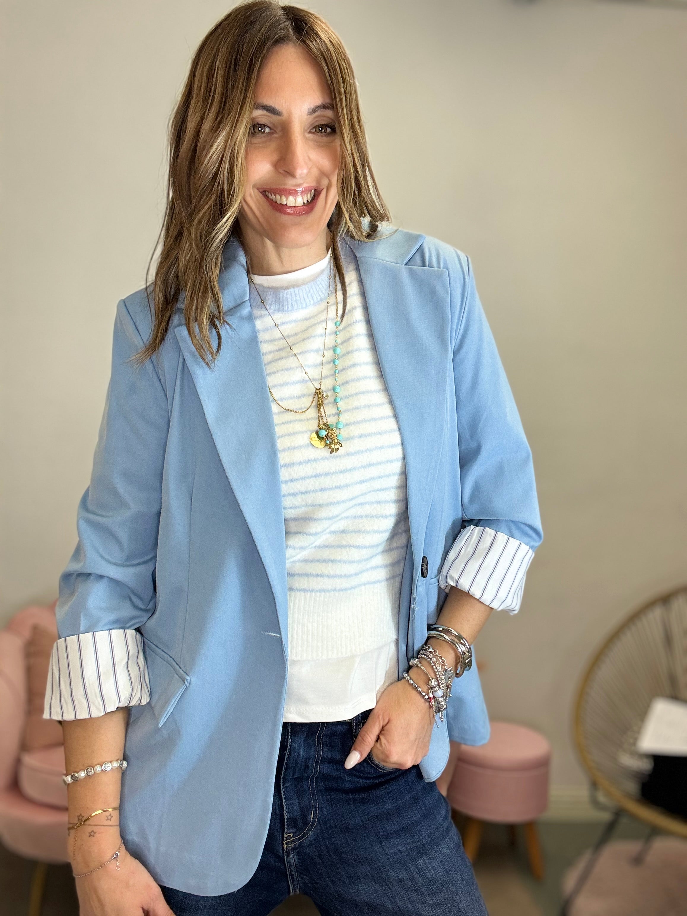 La giacca foderata a righe