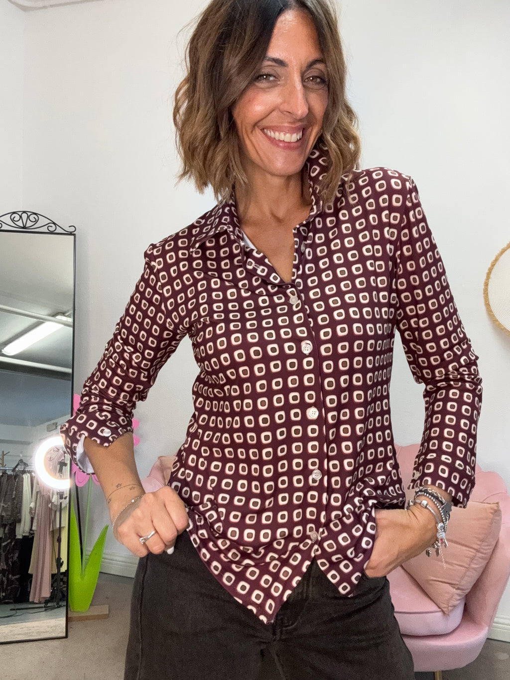 La camicia in maglina 70 bordeaux