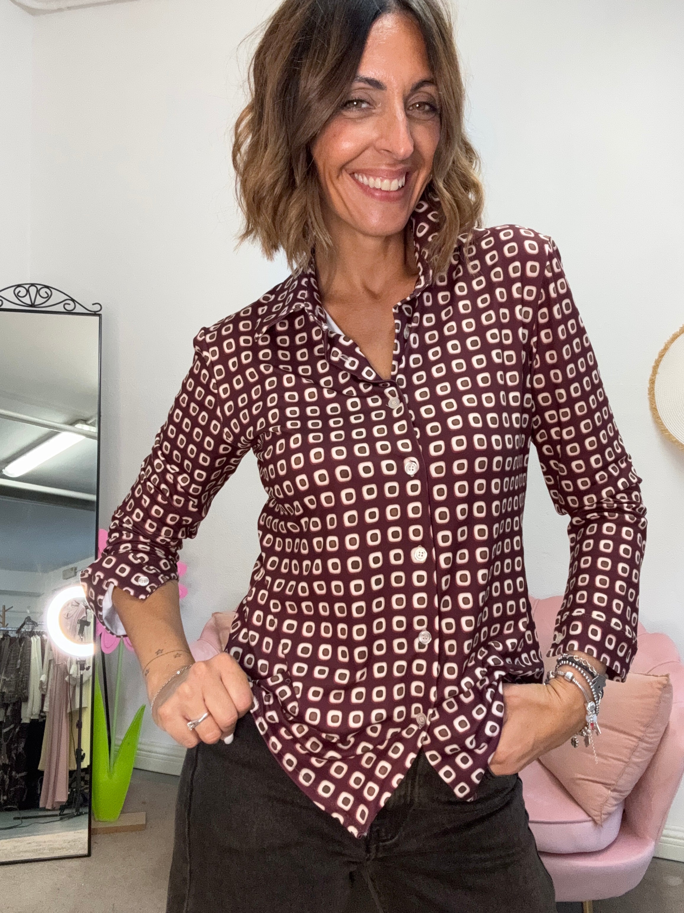 La camicia in maglina 70 bordeaux