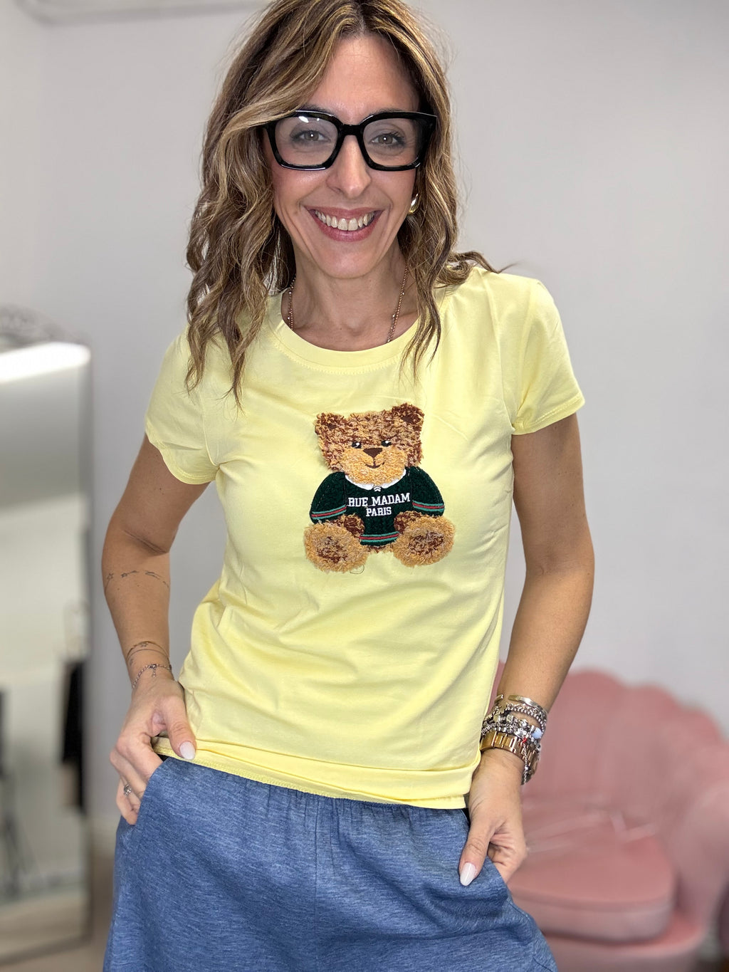 La t-shirt Teddy gialla