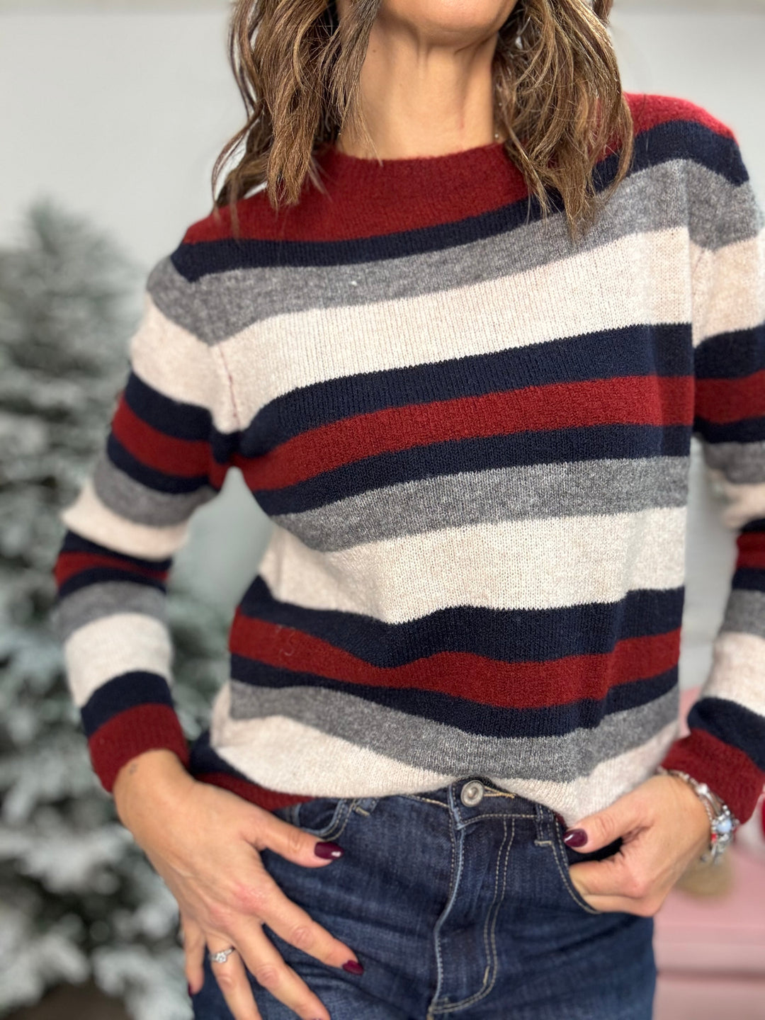 Il pull Sabina con le righe più grandi