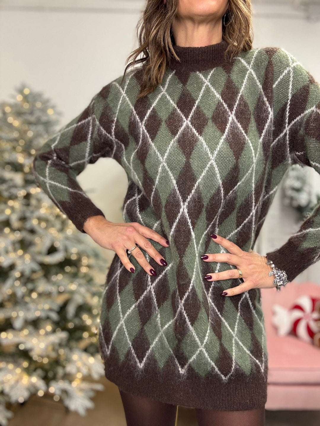 Abito losanghe verdi