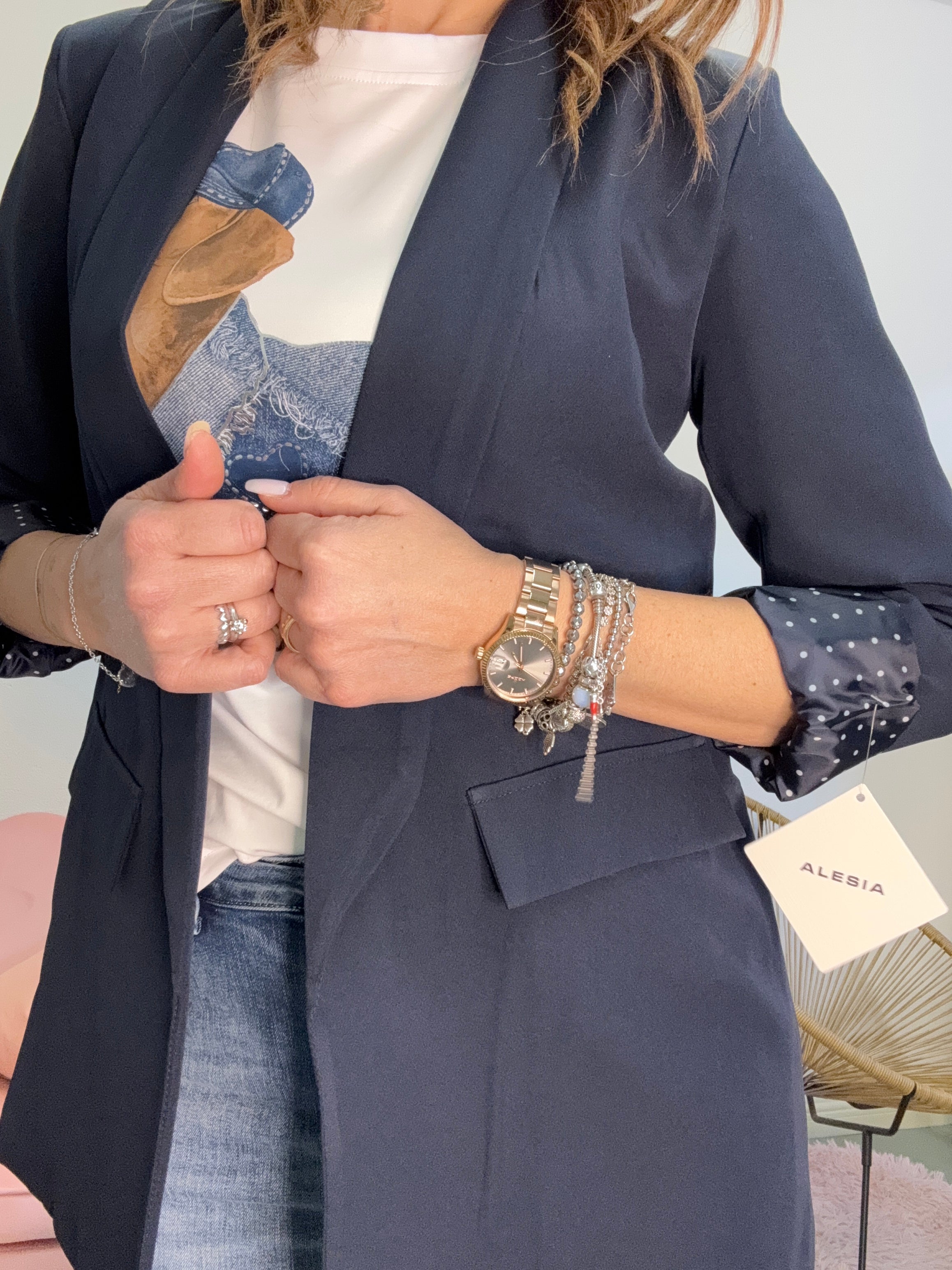 Il blazer con la fodera pois