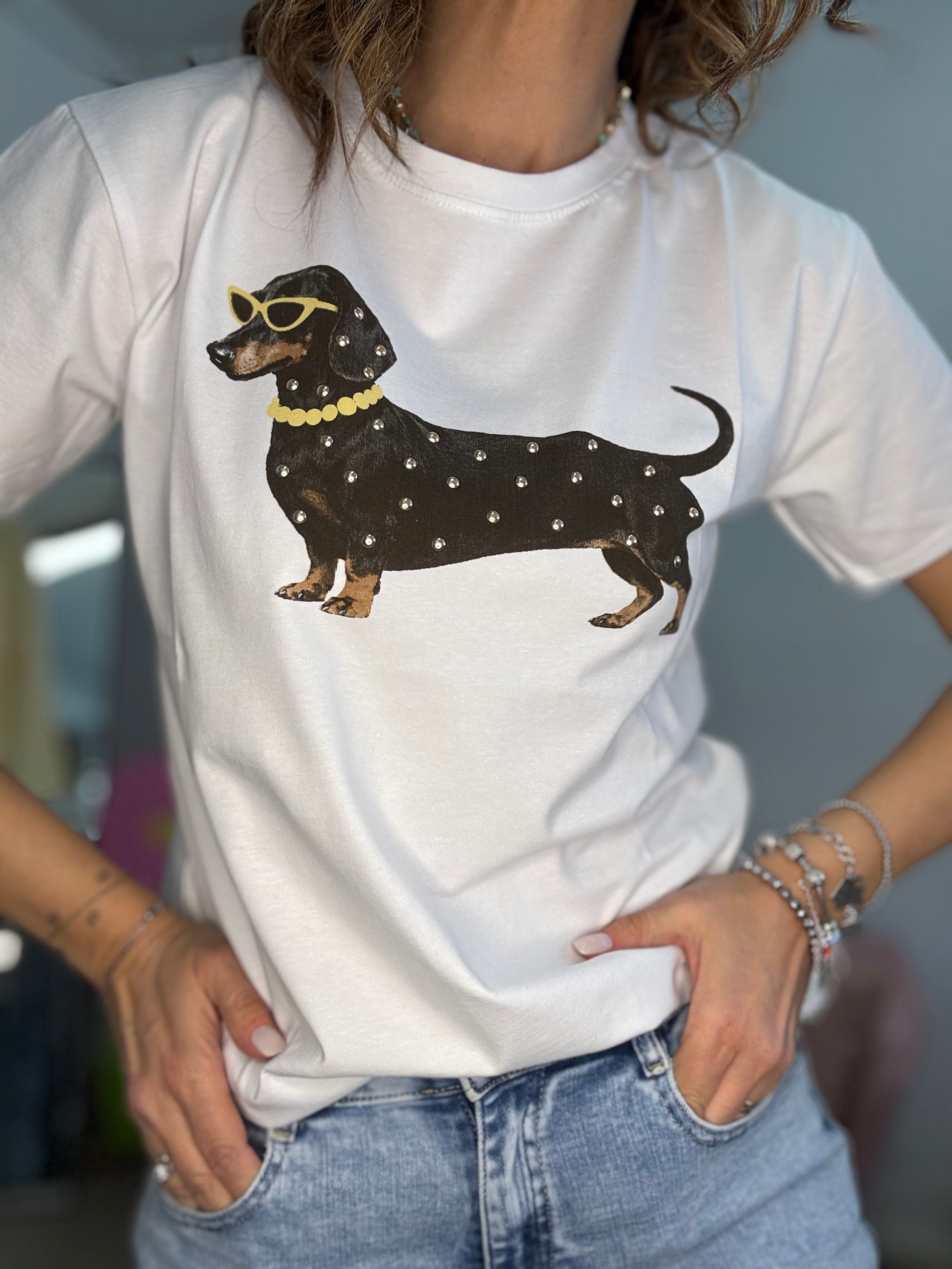 La t-shirt del collare colorato