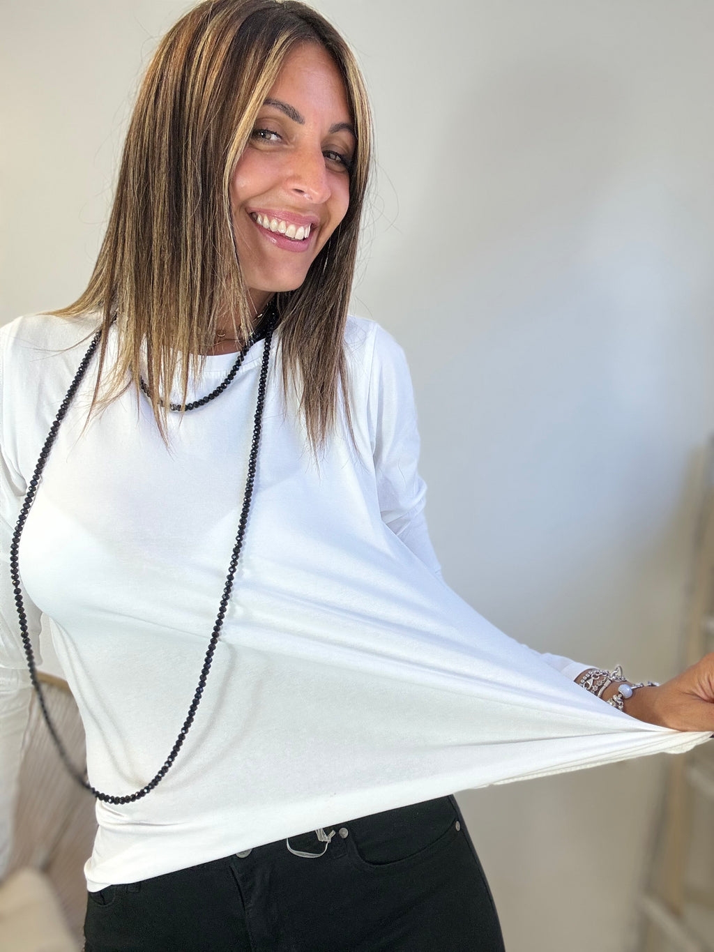 La t-shirt girocollo manica lunga