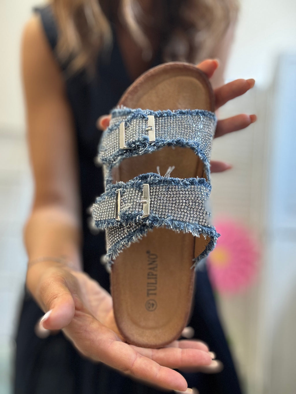 Ciabatta stile Birkenstock denim