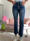 Il jeans trombetta frangette