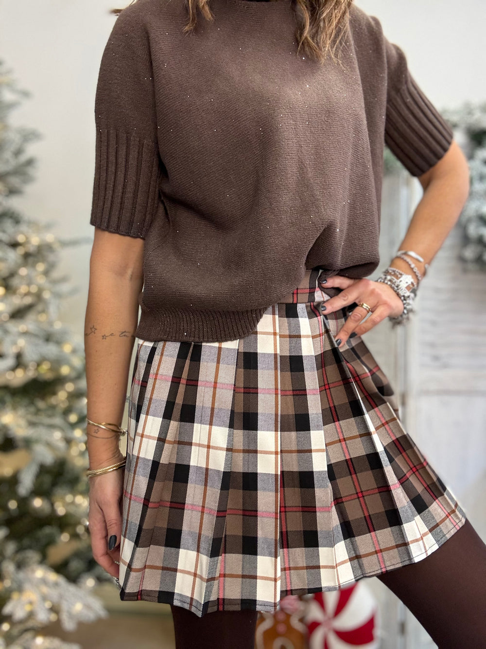 La gonnellina tartan col panna