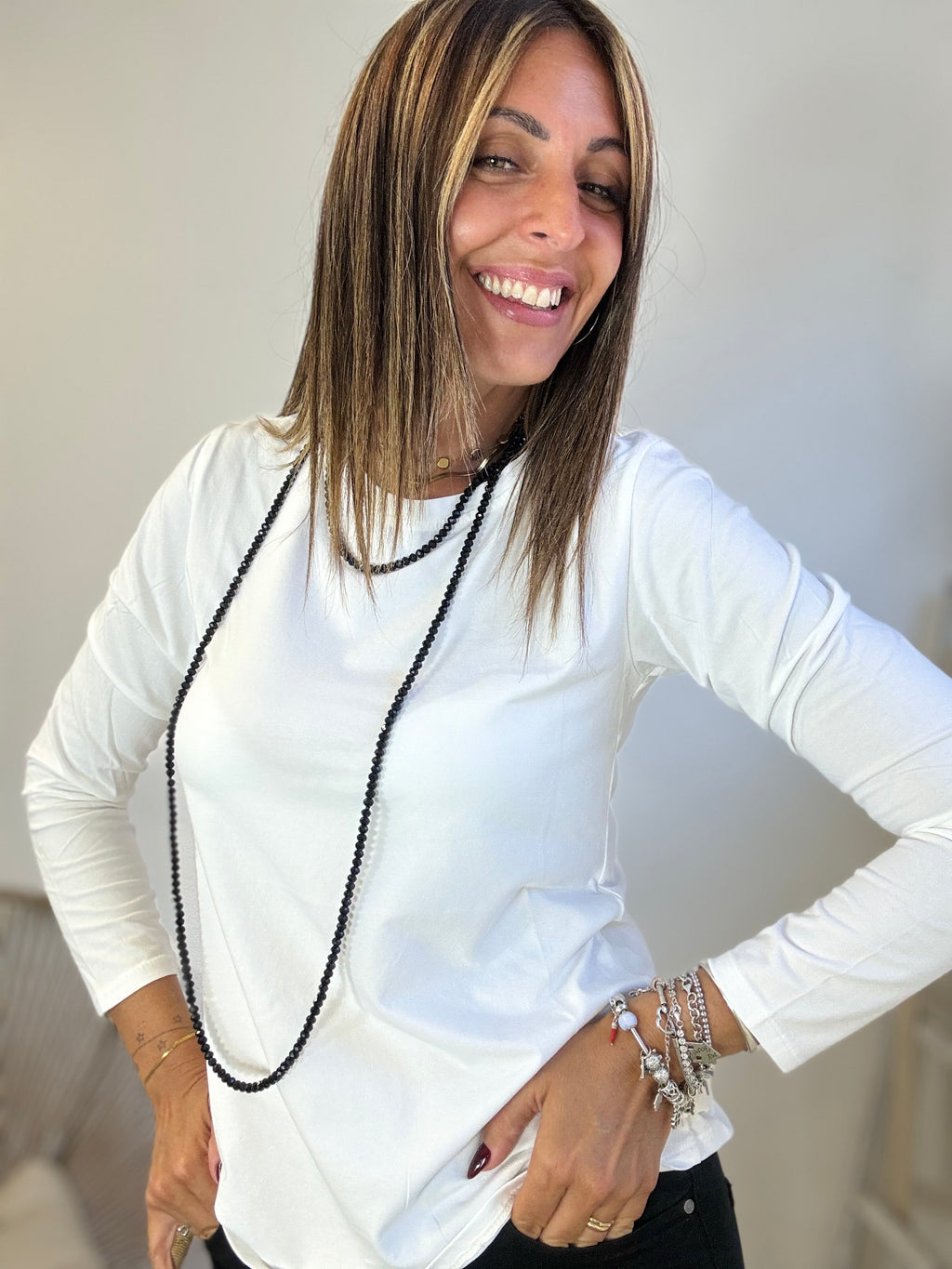 La t-shirt girocollo manica lunga