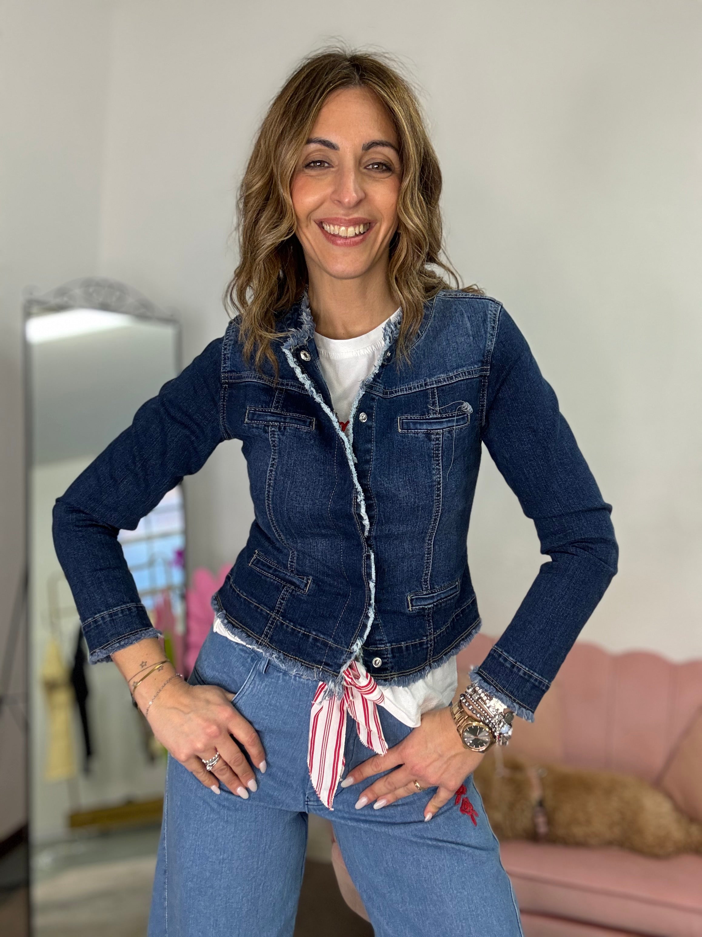 Giubbino in jeans con le frangette