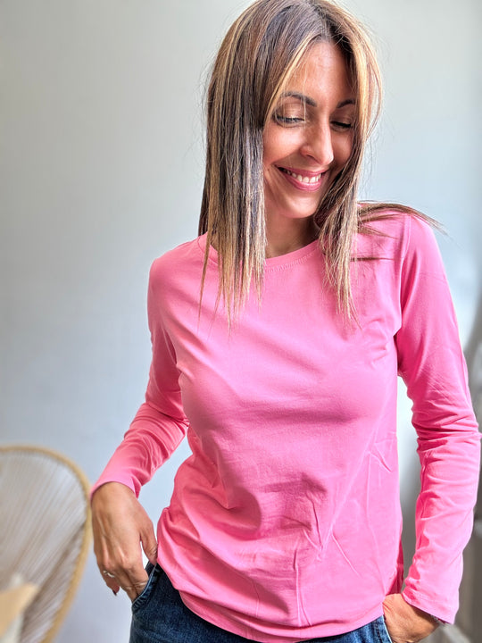 La t-shirt girocollo manica lunga