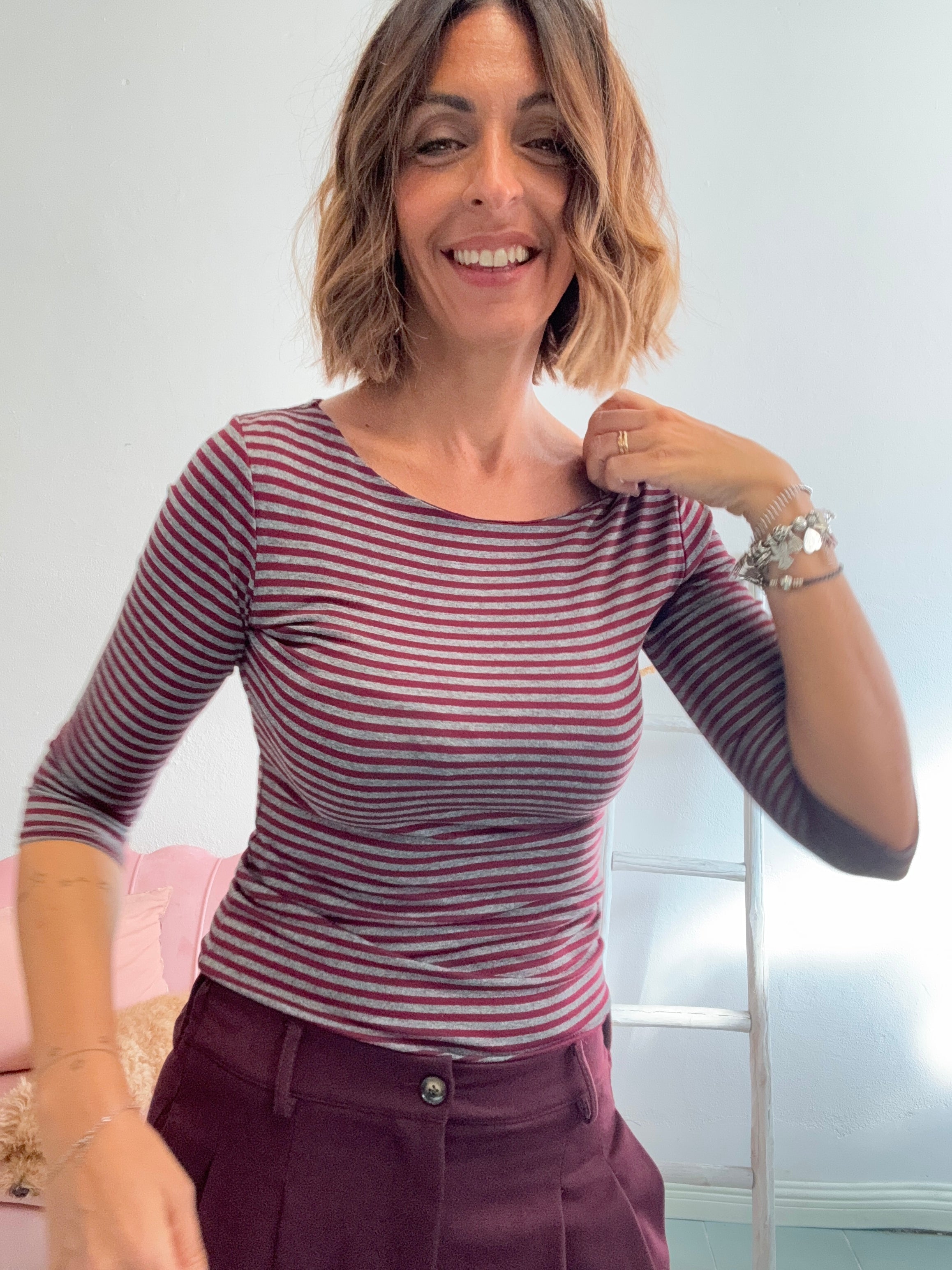 La t-shirt 3/4 a righe