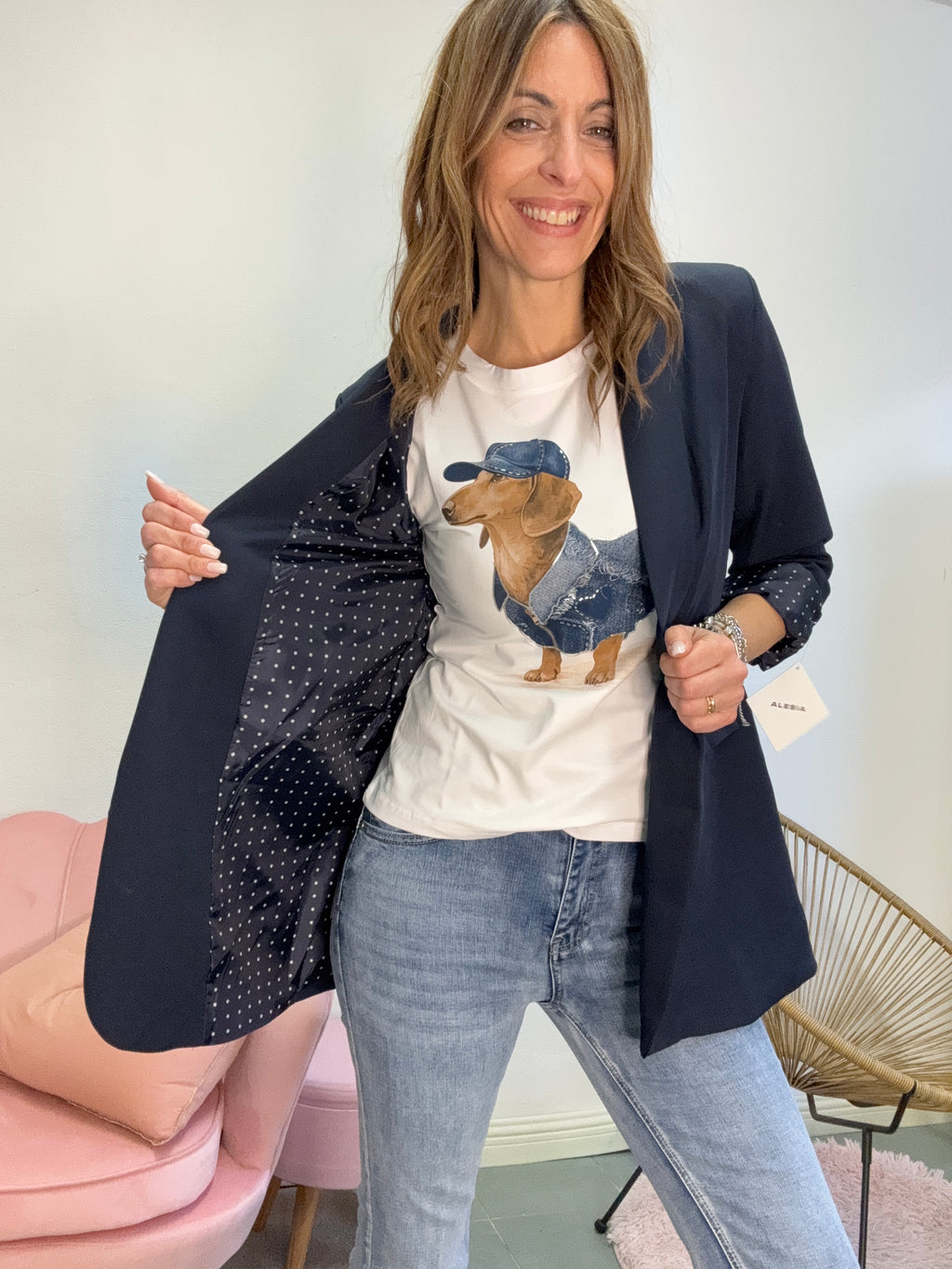 Il blazer con la fodera pois