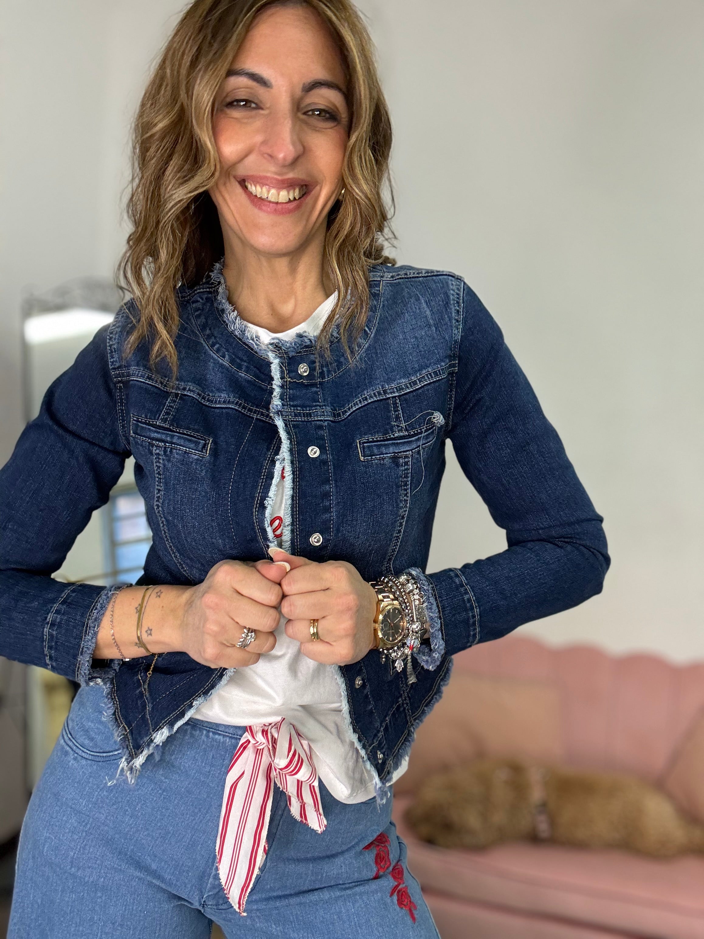 Giubbino in jeans con le frangette