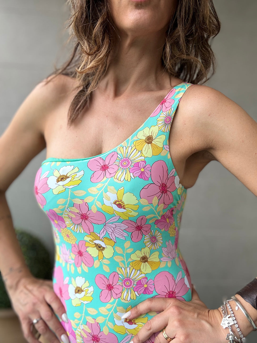 Costume monospalla intero flowers Tiffany