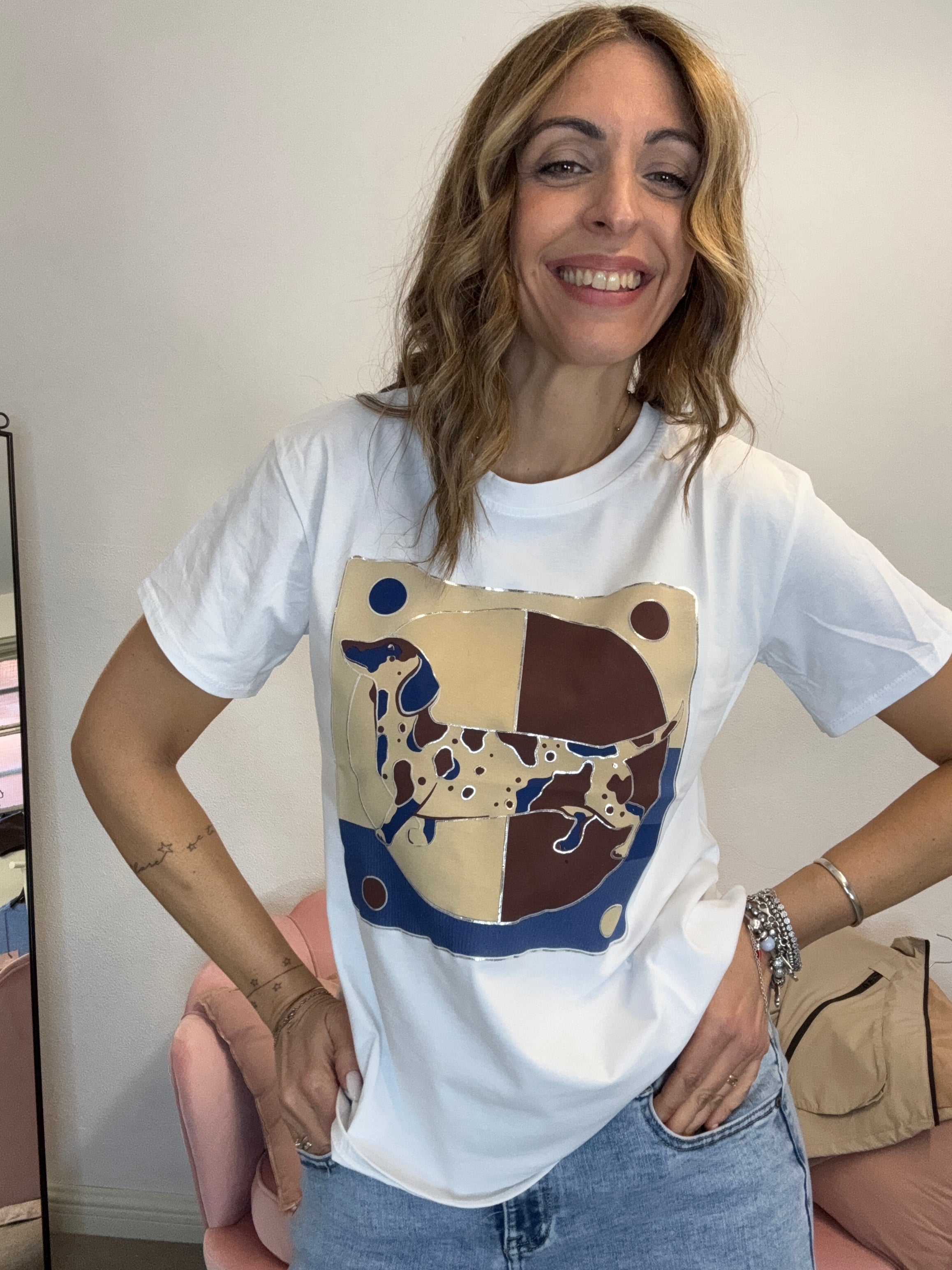 T-shirt dipinto cream