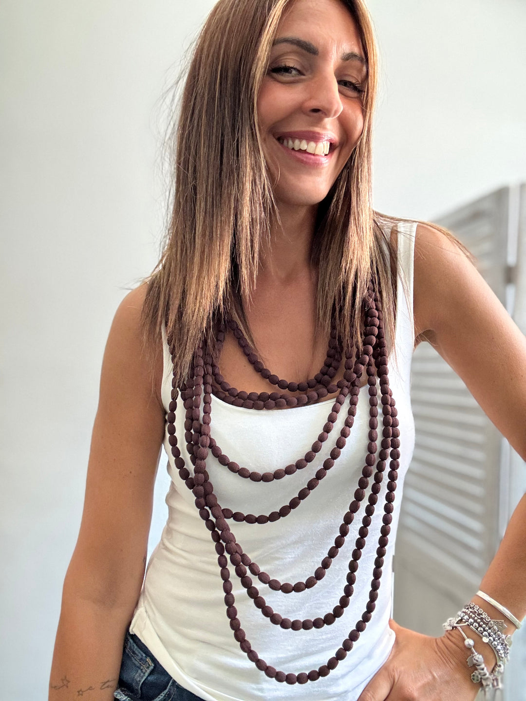 Collana doppi giri in tessuto