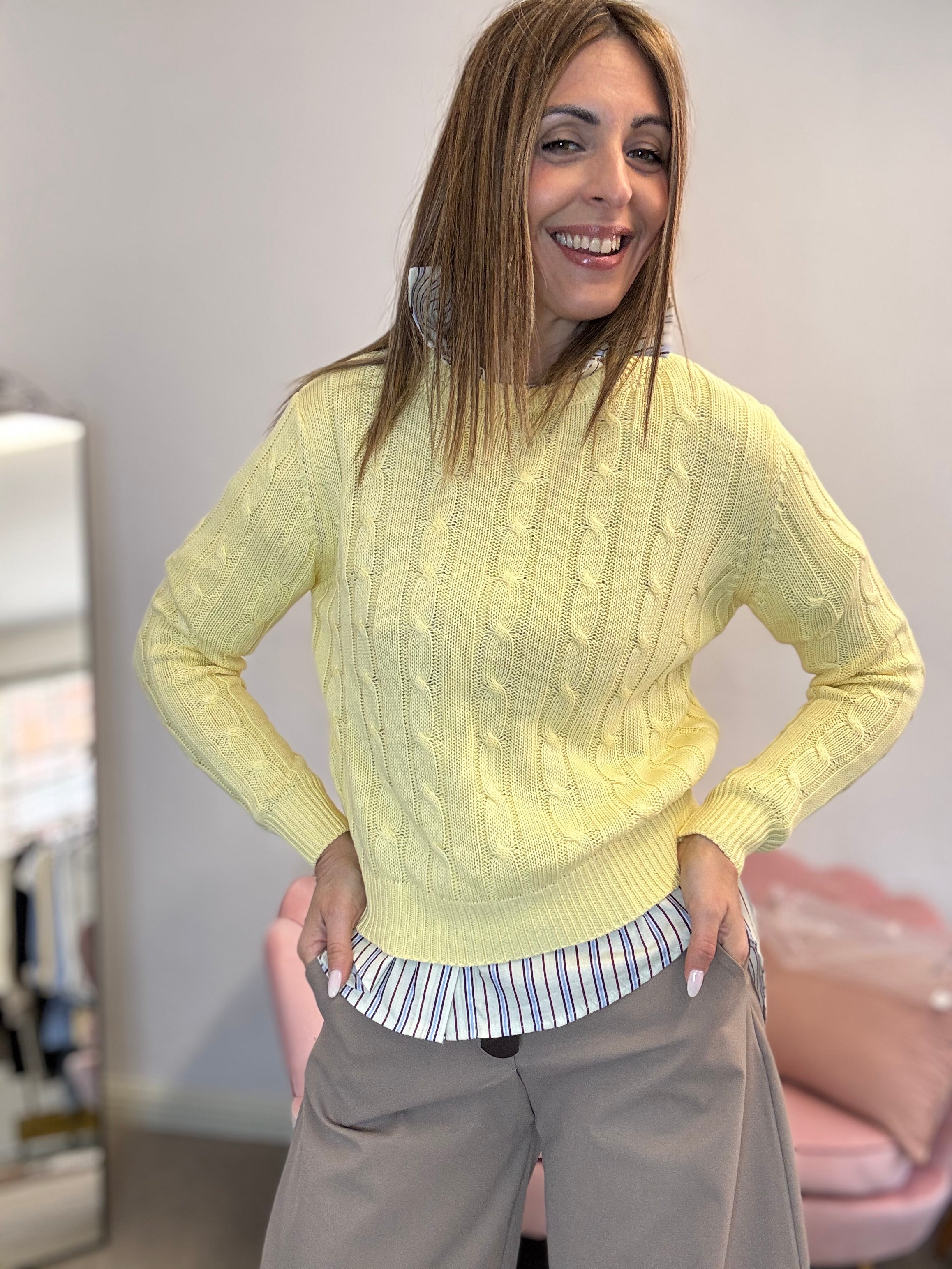 Pull in cotone con le trecce