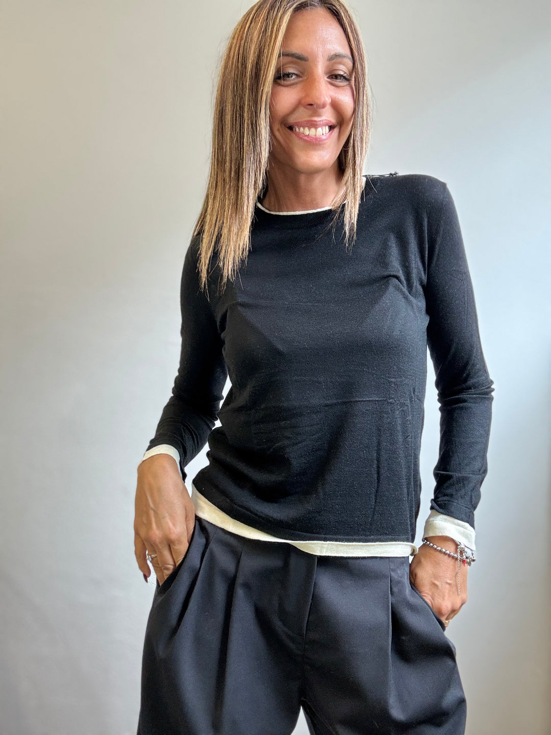 Il pull leggero sovrapposto