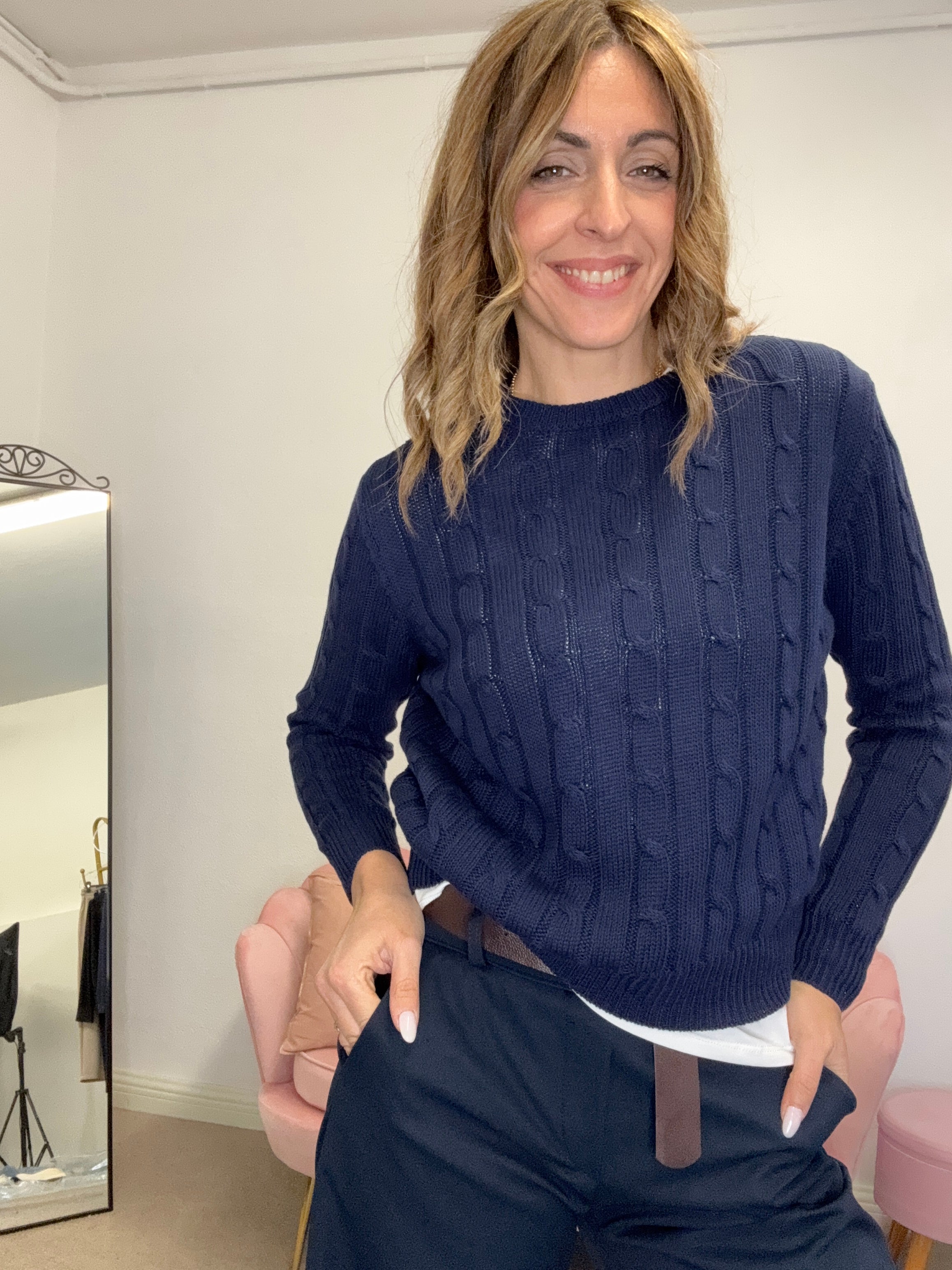 Pull in cotone con le trecce