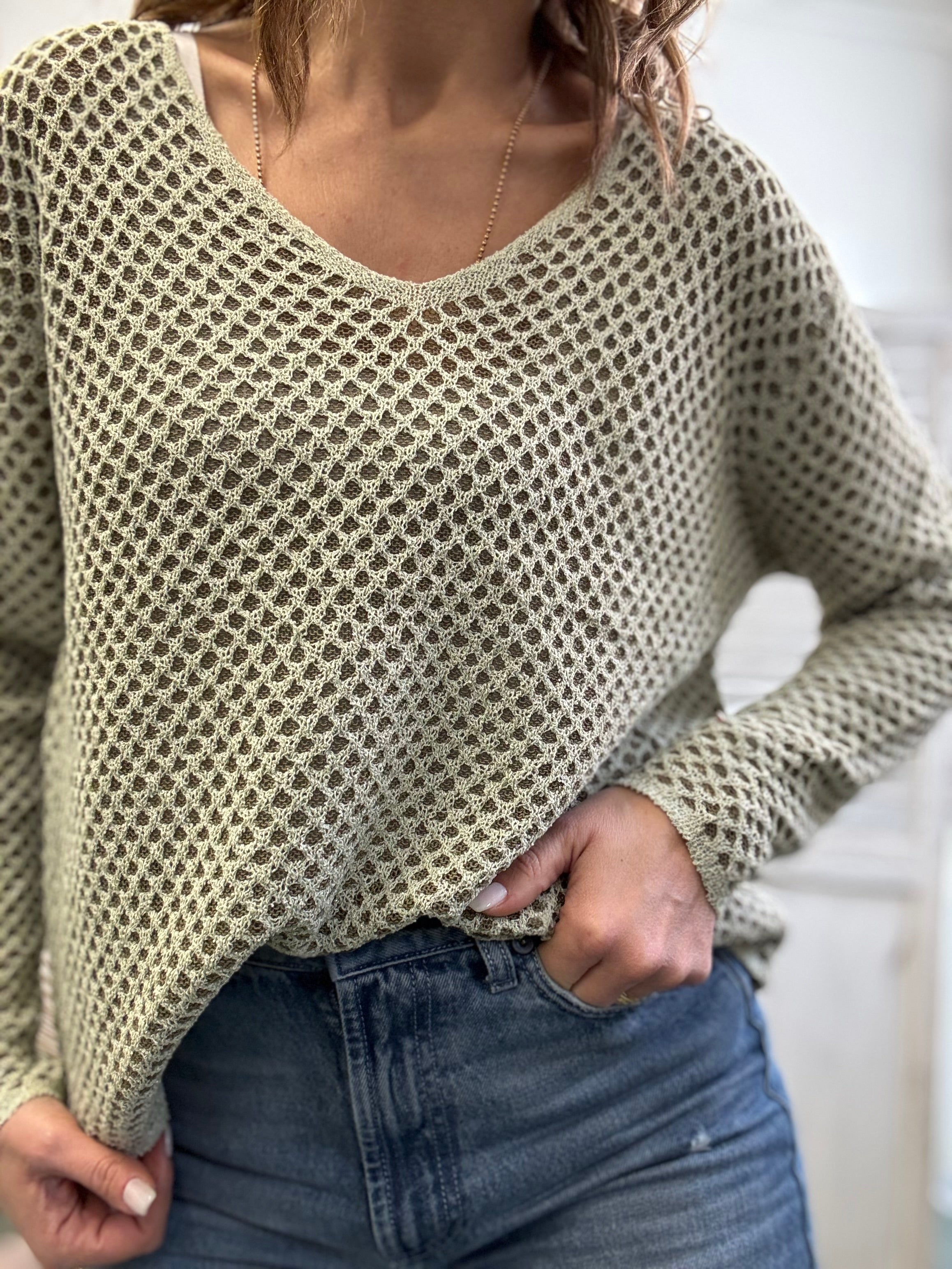 Il maglioncino a V a nido d’ape